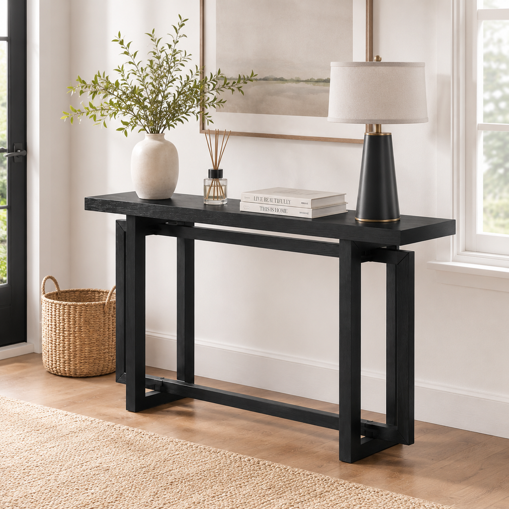 59' Narrow Console Table - MDF Entryway Sofa Table for Hallway, Living Room, Foyer with Space-Saving Design - Grand Goldman Shop