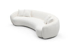 102'' 5-Seater Boucle Sofa Modern Sectional Half Moon Leisure Couch Curved Sofa  WHITE - Grand Goldman Shop