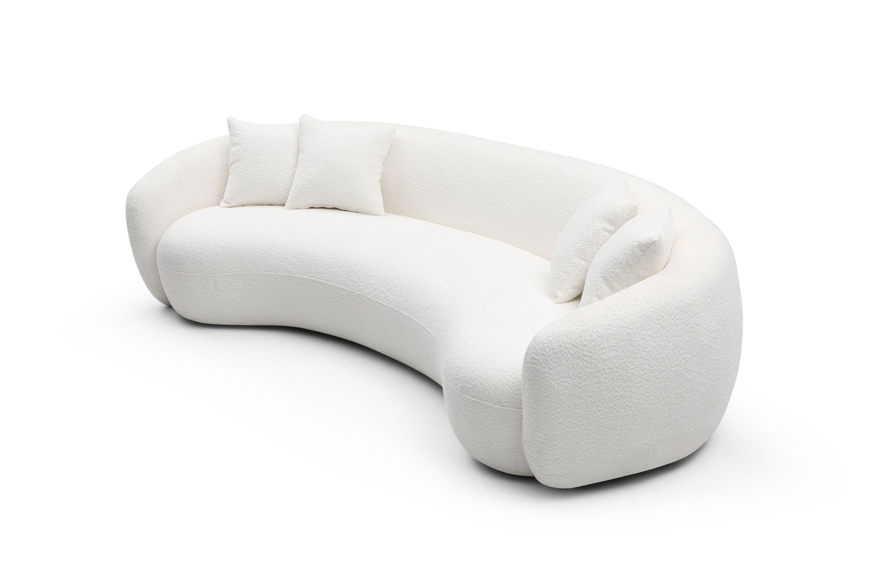 102'' 5-Seater Boucle Sofa Modern Sectional Half Moon Leisure Couch Curved Sofa  WHITE - Grand Goldman Shop