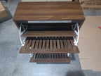 Medieval Modern Walnut Shoe Cabinet With 2 Flip Drawers And Fence Design, 23.6-Inch,MDF - Grand Goldman Shop