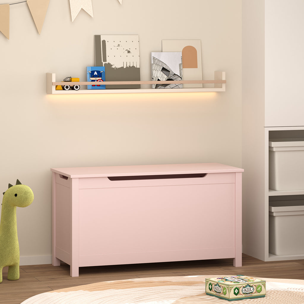 Kids Wooden Toy Box Storage with Safety Hinged Lid for Ages 2+ (Pink) | Premium Home Decor - Grand Goldman