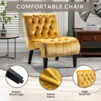 COOLMORE Modern Velvet Armless Accent Living Room Chair / Leisure Chair,Upholstered Fabric Button Comfortable Chair with Wooden Legs for Bedroom, Living Room, Office (Mustard Velvet) - Grand Goldman Shop