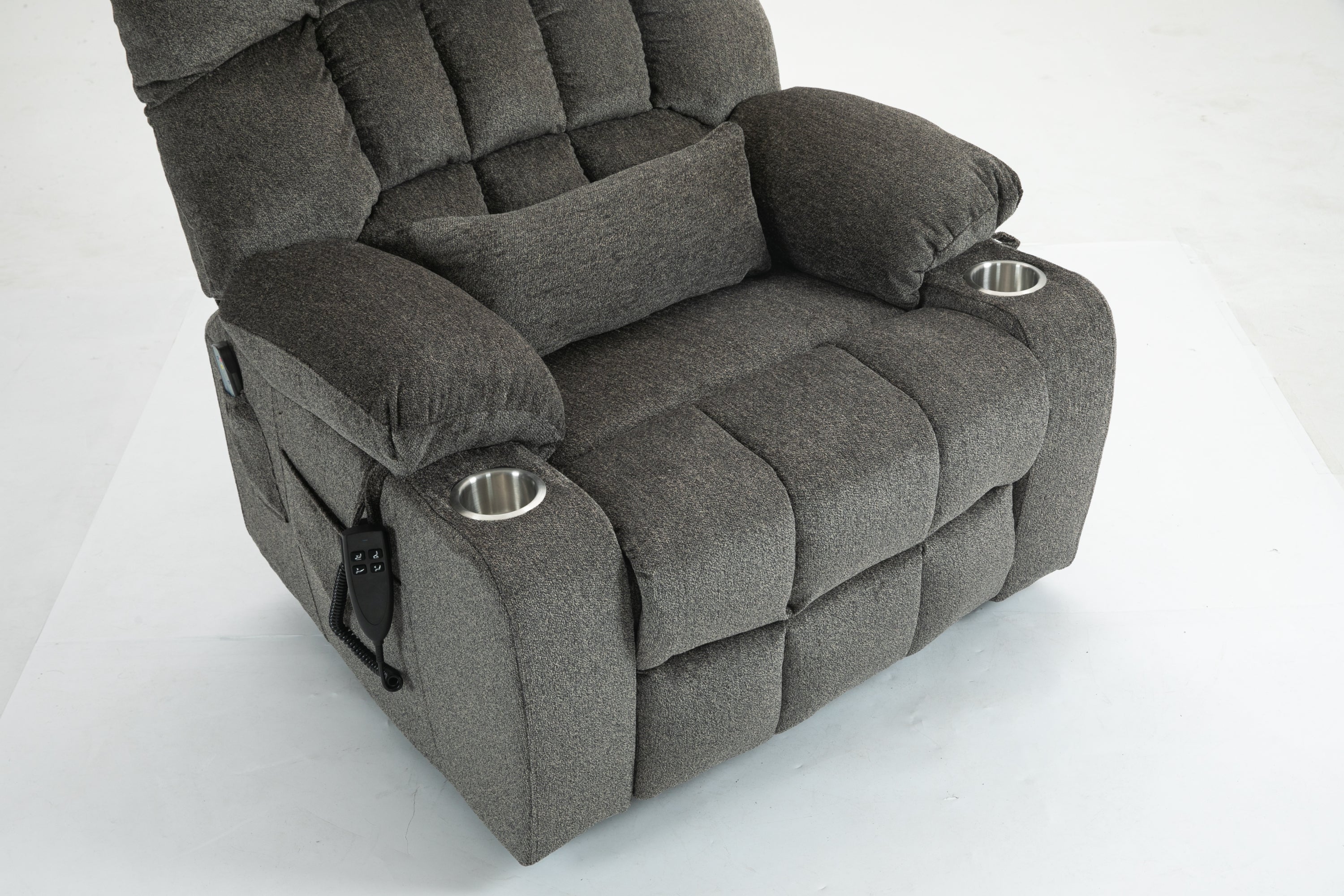 Lift Chair for Big and Tall Person with Inconvenient Legs: High Density Foam Lift Sofa with Heat and Massage, 2 Pockets, 2 Cup Holder, 2 Remote, OKIN Motor - Grand Goldman Shop
