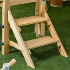 Outsunny 3 in 1 Wooden Swing Set Outdoor Playset with Baby Swing Seat, Toddler Slide, Captain's Wheel, Telescope, Kids Backya