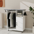 Ironing Cart with Rolling Ironing Board, Multipurpose Ironing Cabinet with Wheels, Compact Ironing Solution for Laundry Room, Bedroom,Cloakroom-White - Grand Goldman Shop