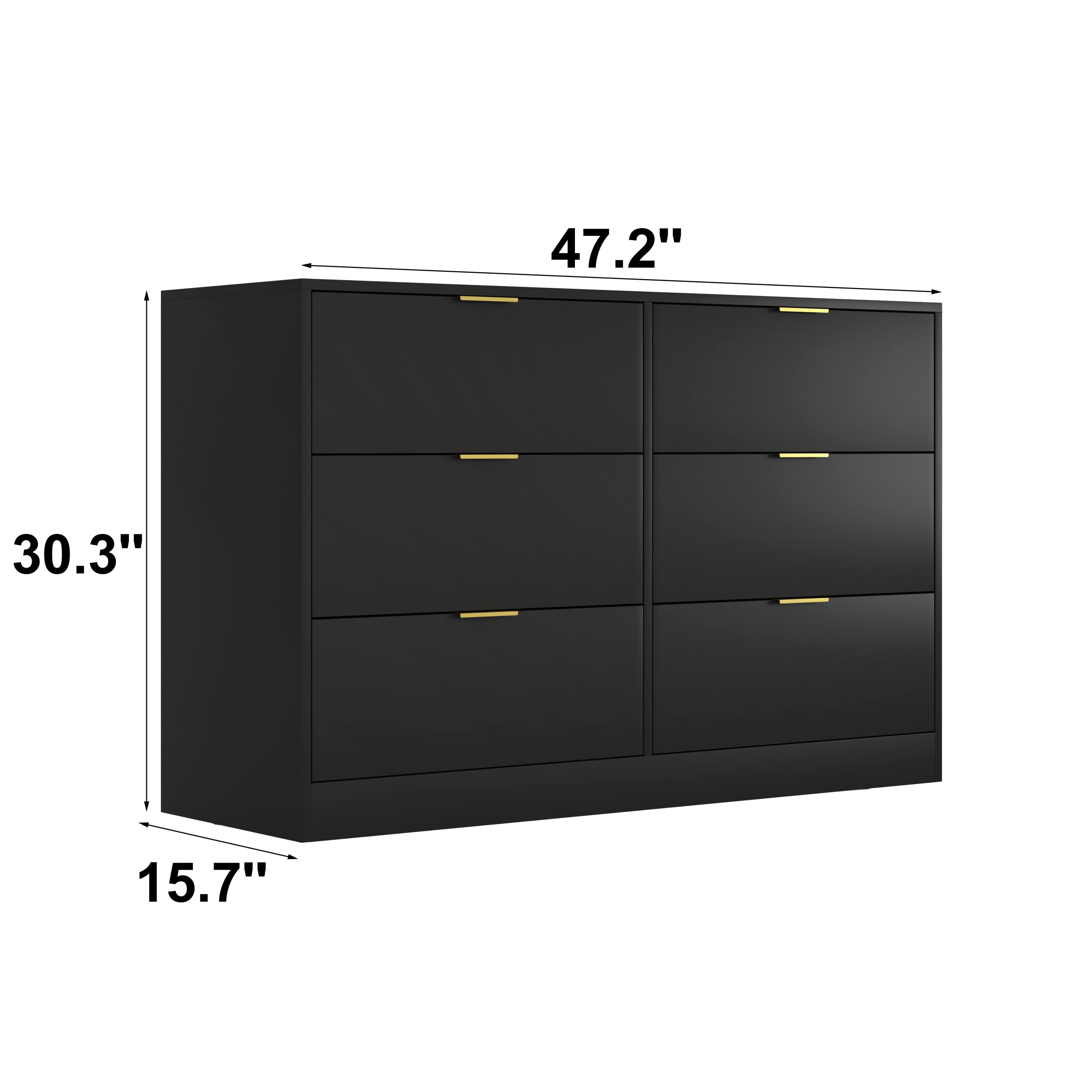 Simply Modern 6-Drawer Dresser, Chest of Drawers for Bedroom, Living Room, Hallway, and Entryway - Large Storage Cabinet Black - Grand Goldman Shop