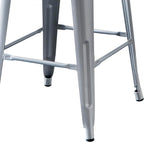 Modern Light Weight Industrial Contemporary Rustic Vintage Costal Metal Barstools with Bucket Back and 4 Leg Design, Seat Bar
