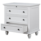 U_STYLE 27.6'' Painted Nightstand with pull-out tray, Fashion Bedside Cabinet with 3 Drawers, Minimalist Sofa Side Table with rubber legs and Metal handle for Bedroom Sofa Couch Office - Grand Goldman Shop