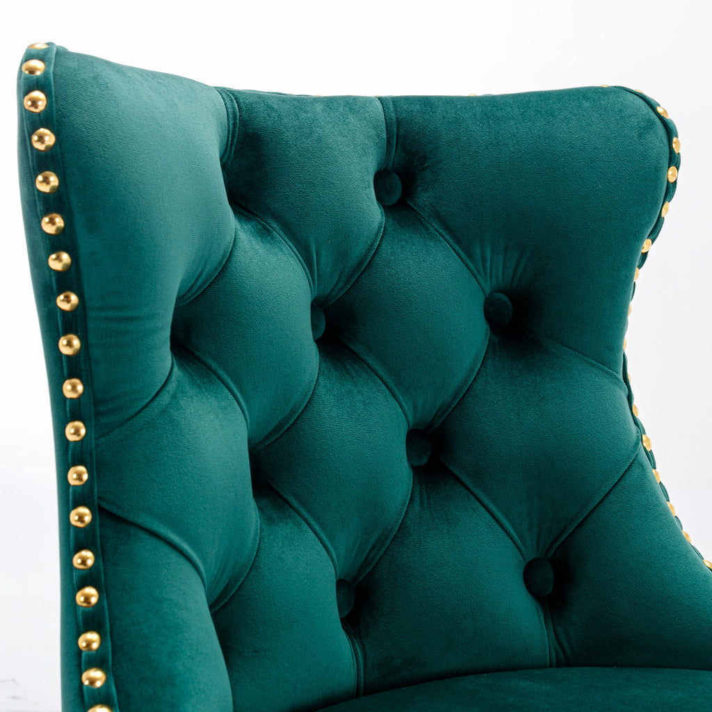 A&A Furniture,Golden Swivel Velvet Barstools Adjusatble Seat Height from 25-33 Inch, Modern Upholstered Bar Stools with Backs Comfortable Tufted for Home Pub and Kitchen Island（Green,Set of 2） - Grand Goldman Shop