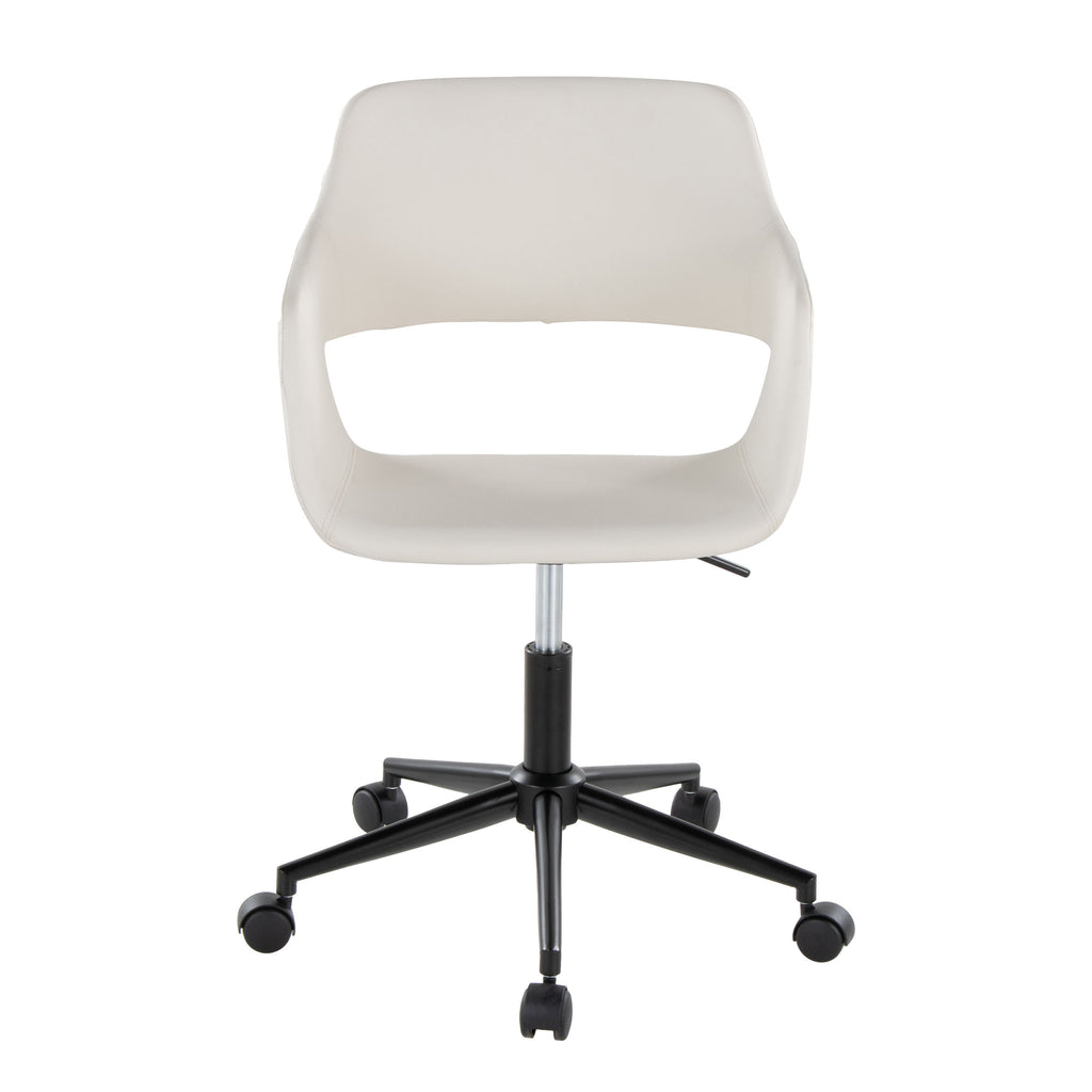Contemporary Task Chair in Black Metal and White Faux Leather | Premium Home Decor - Grand Goldman