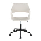 Contemporary Task Chair in Black Metal and White Faux Leather | Premium Home Decor - Grand Goldman