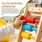 9-in-1 Foldable Kids Climbing Frame & Slide, Wooden Toddler Playground with Swing, Monkey Bars, Climbing Rock, Abacus Game – 