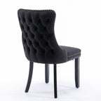 Upholstered Wing-Back Dining Chair with Backstitching Nailhead Trim and Solid Wood Legs,Set of 2, Black,SW8809BK, KD - Grand Goldman Shop