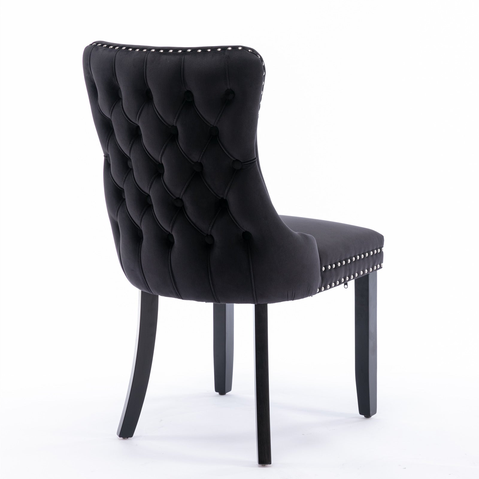 Upholstered Wing-Back Dining Chair with Backstitching Nailhead Trim and Solid Wood Legs,Set of 2, Black,SW8809BK, KD - Grand Goldman Shop
