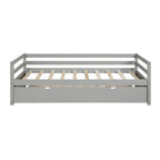 Gray Twin Daybed with Trundle Frame Set, Pine Wood and MDF, 76''L x 41.7''W x 25.9''H - Grand Goldman Shop