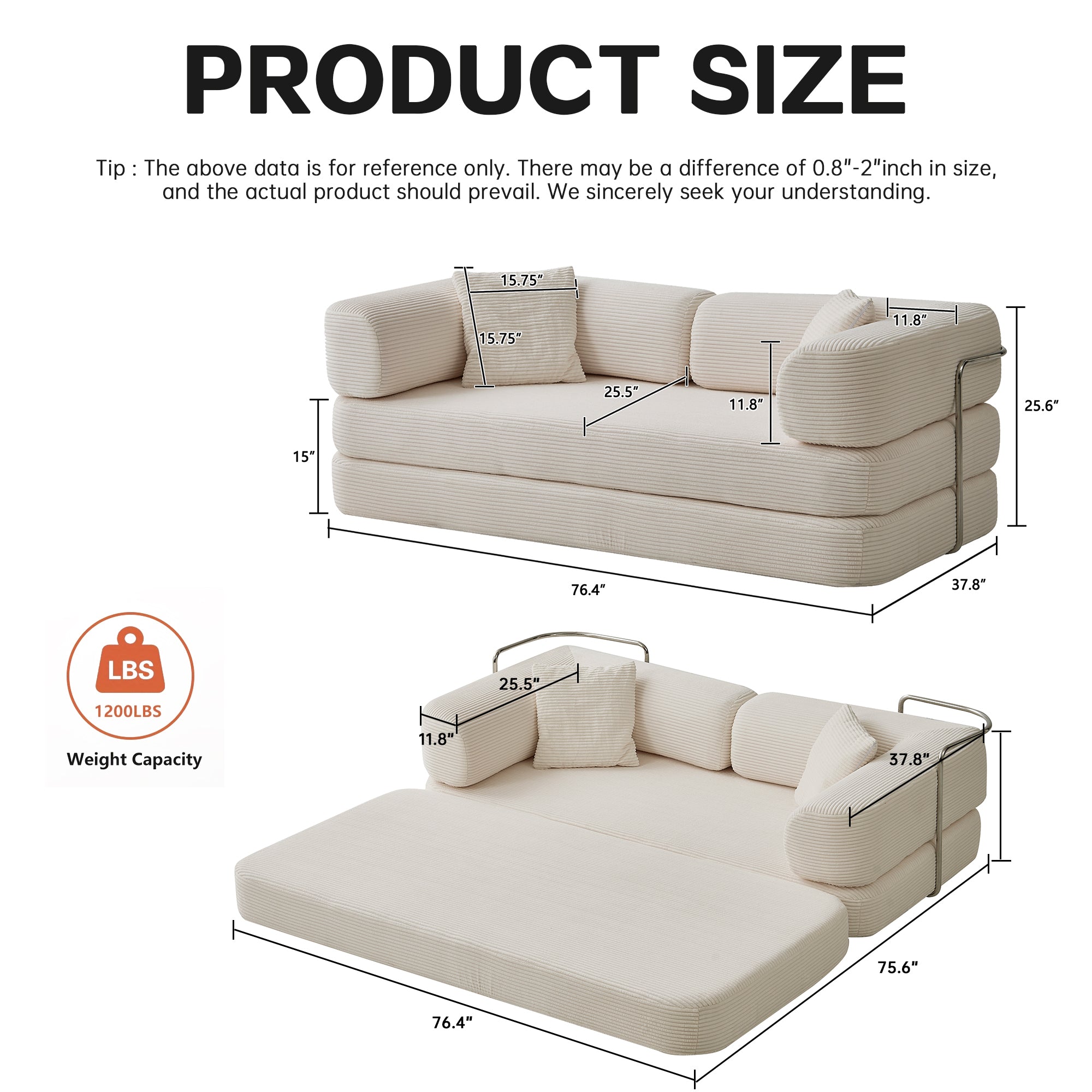 Floor Couch,Compressed Sofa,Convertible Floor Sofa Bed with Convertible Blanket Pillow,Enhanced frame stability,Comfy Couch Lounge Sleeper Bed,for Living Room Bedroom - Grand Goldman Shop