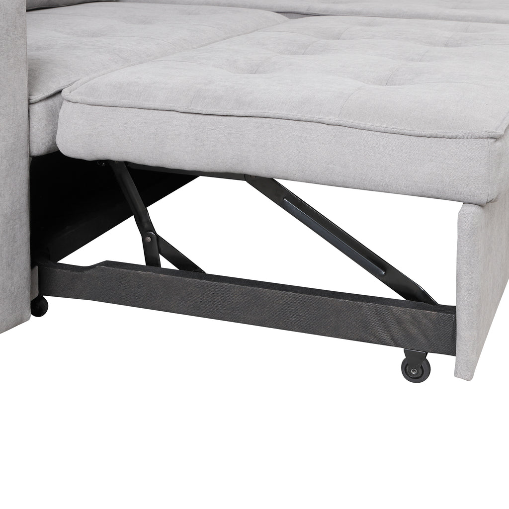 Modern Reversible L-Shape Pull Out Sleeper Sofa with Storage Chaise and Stools, Gray Linen, 104.5' - Grand Goldman Shop