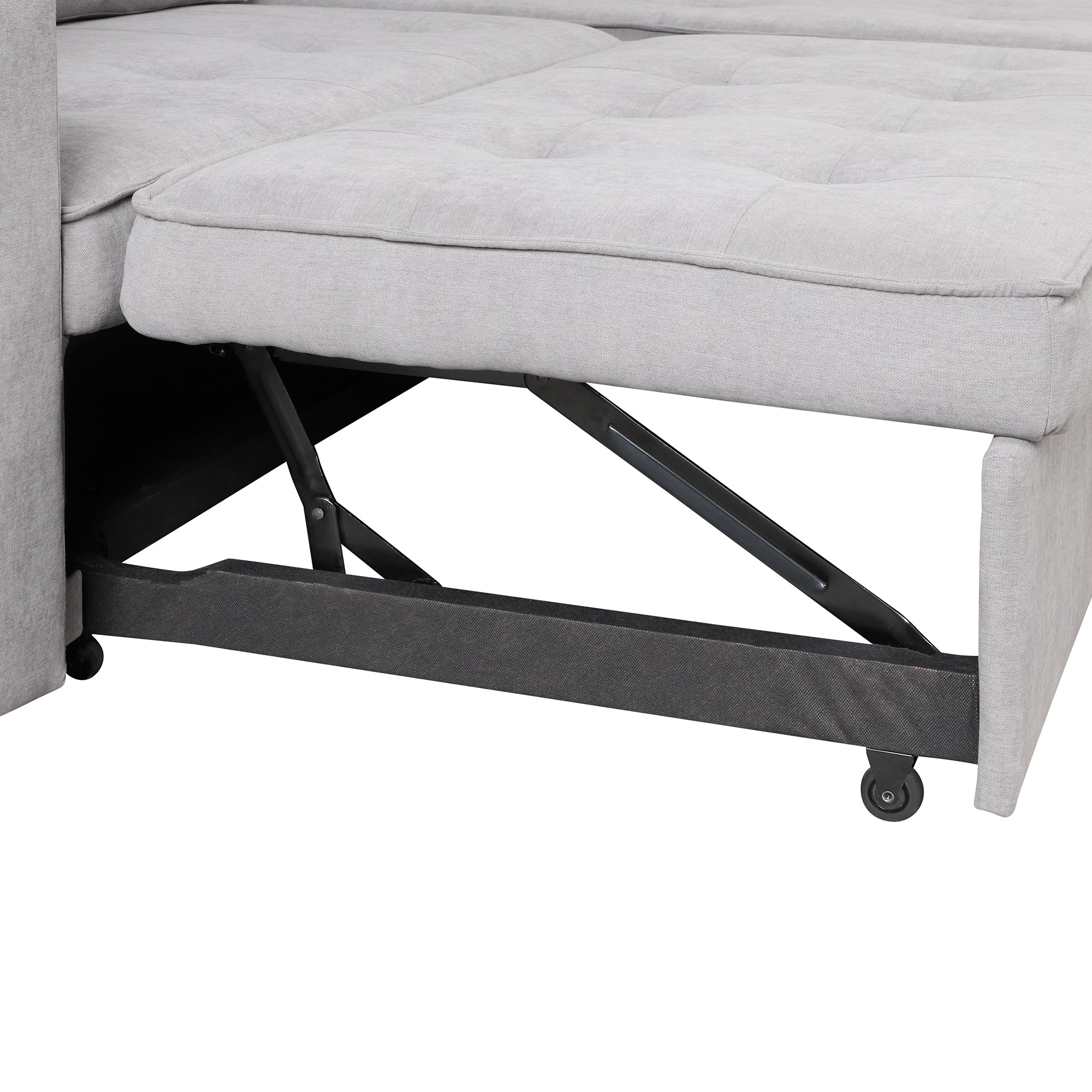 Modern Reversible L-Shape Pull Out Sleeper Sofa with Storage Chaise and Stools, Gray Linen, 104.5' - Grand Goldman Shop