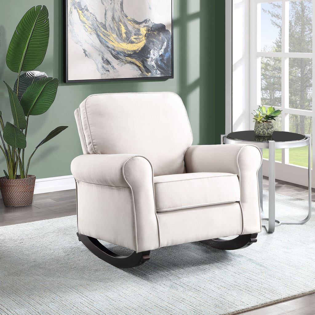 Elvin Beige Fabric Rocking Chair - Grand Goldman Shop