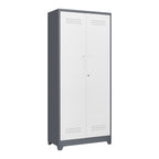 Gray Metal Lockers with Locking Doors, Adjustable Shelves, High Broom Tool Storage Cabinet, 72-Inch Kitchen, Office, Shop Org