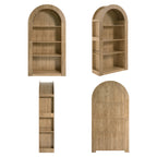 78.74' Tall Arched Bookcase,  Mid Century Modern 4-Tier Arched Storage Bookcase with Open Display Storage Shelf for Dining Room, Living Room,Bedroom (Natural) - Grand Goldman Shop