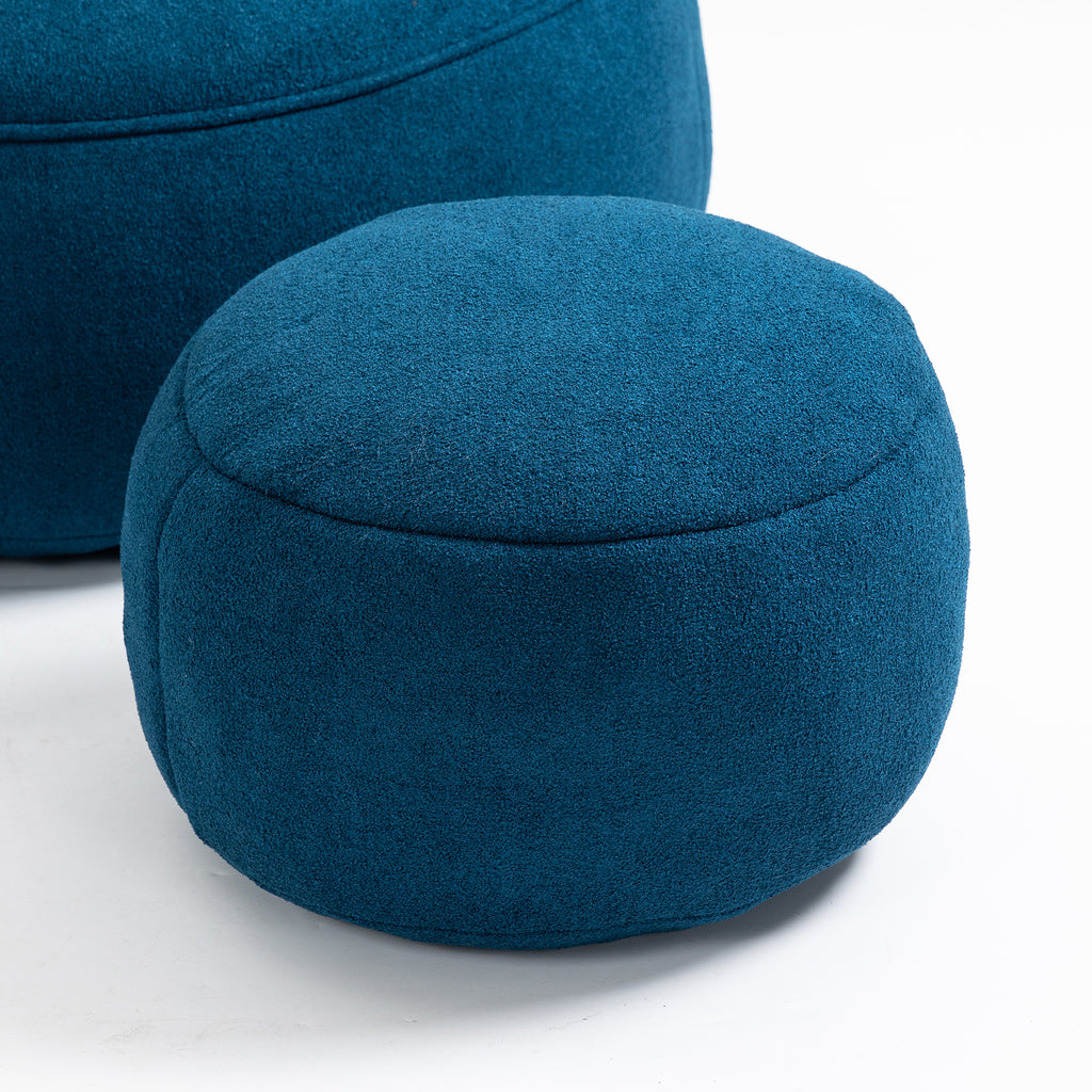 Bedding Bean Bag Sofa Chair with High-Pressure Foam and Footrest, Blue Microfiber - Grand Goldman Shop