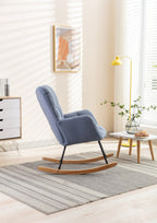 050-Teddy Fabric Rocking Gilder Nursery Chair For Living Room Indoor,Light Blue - Grand Goldman Shop