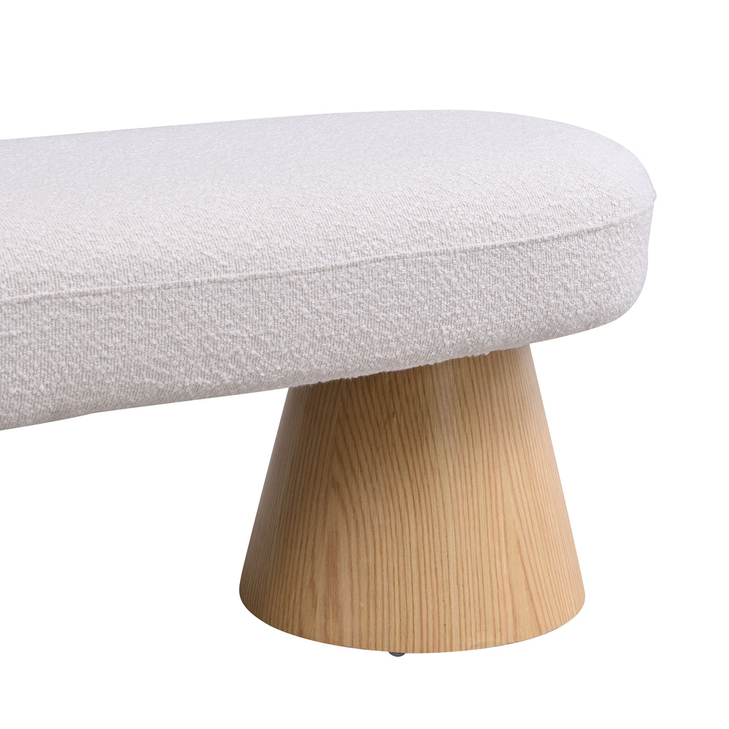 Dining Bench for Dining Room, Upholstered Bedroom End of Bed Entryway Bench Fabric Ottoman for Living Room, Beige Stool Top Wood Leg 300 LBS Weight Capacity - Grand Goldman Shop