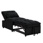 4 in1 Multi-Function Single Sofa Bed with Storage Pockets,Tufted Single Pull-out Sofa Bed with Adjustable Backrest and Pillows ,Convertible  Chaise Lounge,Black - Grand Goldman Shop