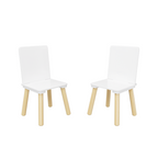 White Wooden Kids Table and 2 Chairs Set, 3-Piece Toddler Activity Play Table with Solid Wood & MDF Construction, Compact Siz