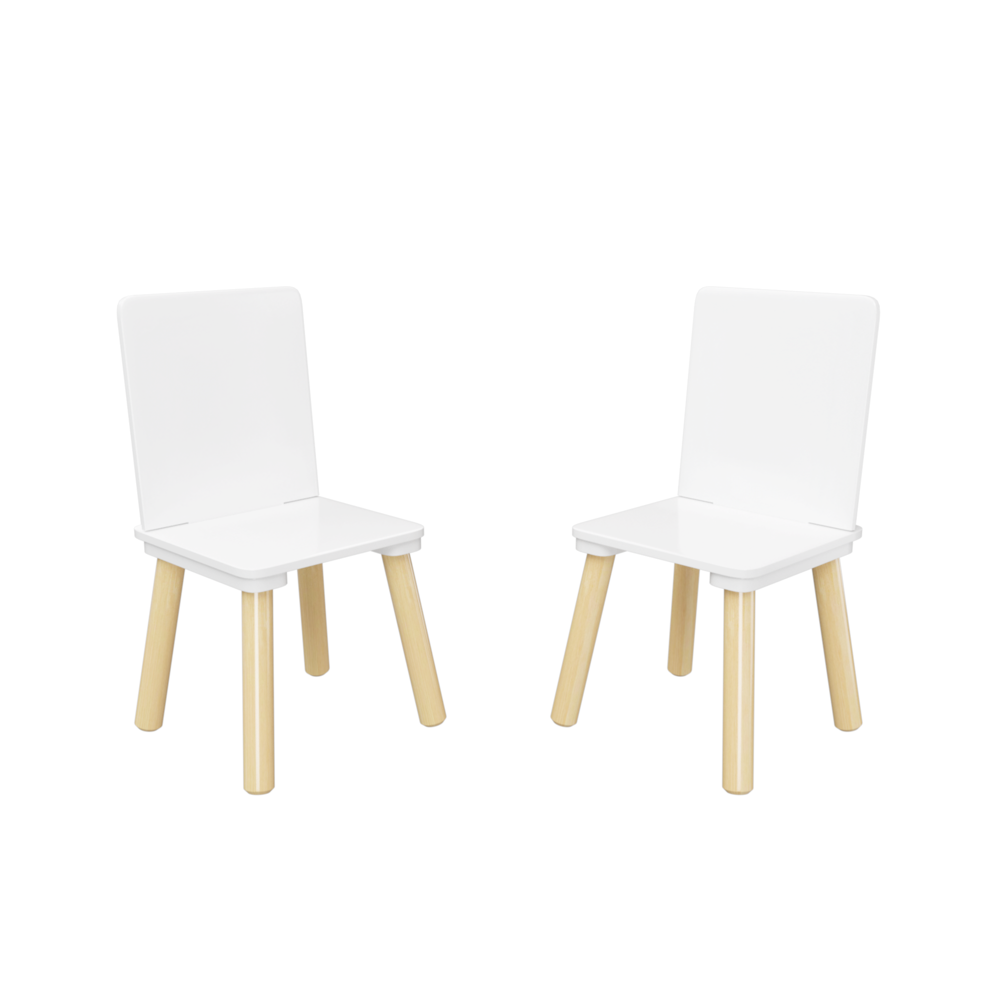 White Wooden Kids Table and 2 Chairs Set, 3-Piece Toddler Activity Play Table with Solid Wood & MDF Construction, Compact Siz