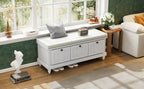 TREXM Classic Shoe Bench with Cushion and Three Drawers, Fluted Entryway Bench with Storage for Living Room, Entryway, and Hallways (Light Gray, OLD SKU: N715P207812E ) - Grand Goldman Shop