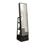 360°Swivel Jewelry Cabinet with Full Length Mirror, 360°Rotating Standing Jewelry Armoire Organizer, Lockable Storage Cabinet, Interior Lighted Mirror and Storage Drawers, Black - Grand Goldman Shop