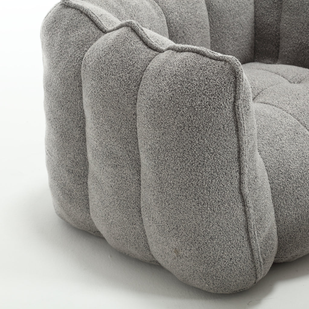 Soft Chenille Bean Bag Chair with High Resilient Foam for Living Room and Bedroom, Comfortable Square Lazy Sofa with Footstool for Adults - Grand Goldman Shop