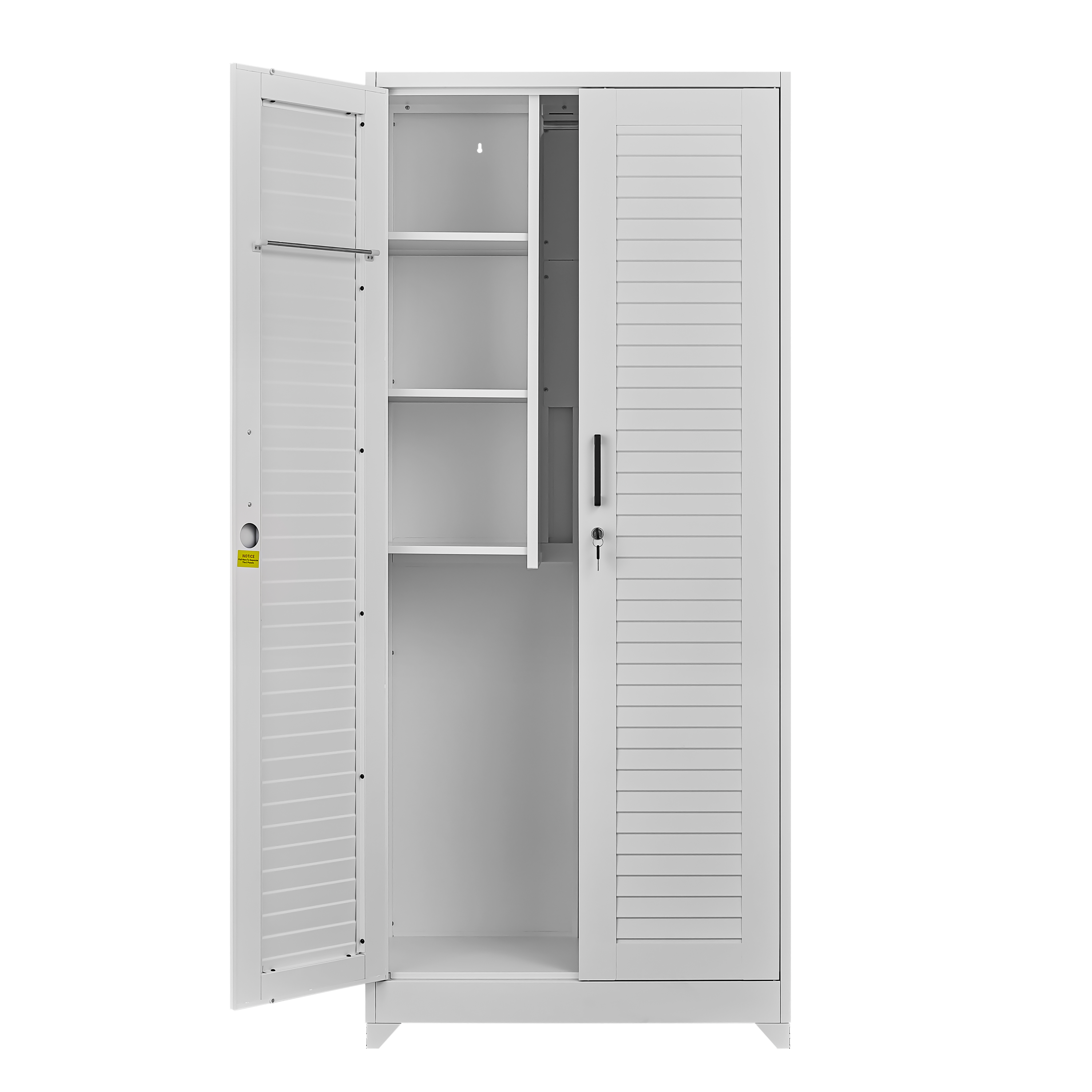 Metal Broom Closet, Garage Storage Cabinet, Tool Chest Bathroom Cabinet with Locking Doors and Wheels, Tall Utility Cabinet w