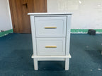 Modern  Nightstand with 2 Drawers, Bedroom Bedside Table with Gold Handles, Sturdy Wood Accent Table for Small Spaces, Living Room, Kids Room & Guest Room-Off White - Grand Goldman Shop