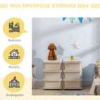 Qaba 3 Tier Kids Storage Unit, 6 Drawer Chest Toy Organizer Plastic Bins for Kids Bedroom Nursery Kindergarten Living Room fo