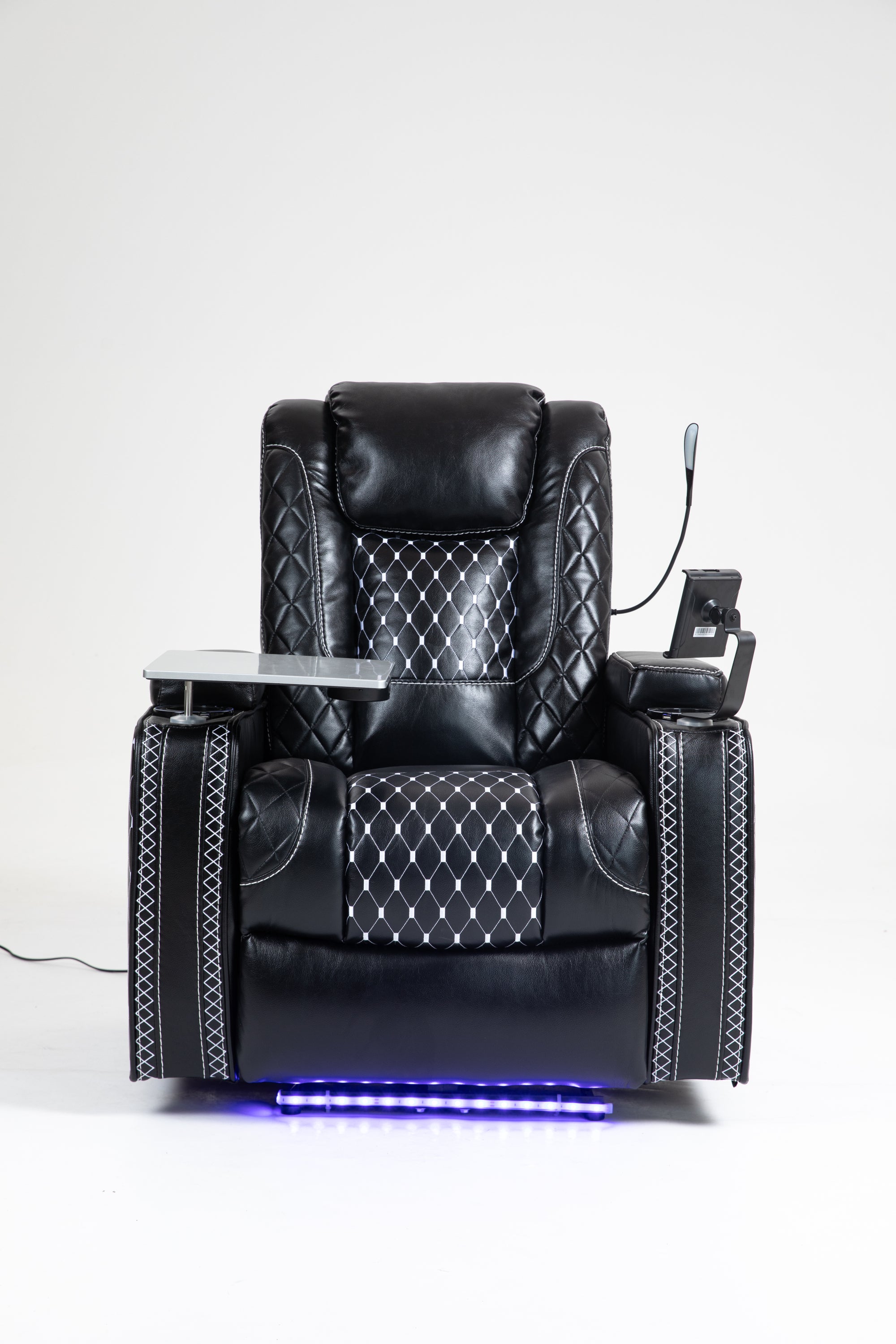 Power Zero Gravity Recliner with Multifunctional Features - Storage Armrest & Cup Holder - Laptop Table & Phone Holder- Reading Light & LED - Infinite Position Recline for Living Room & Office - Grand Goldman Shop