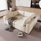 U-style Upholstered Modular Sofa with  with Storage Space, USB Charge Ports,Wireless Charging and Built-in Bluetooth Speaker in Arm,Sectional sofa for Living Room Apartment.[old sku:WY000317AAA] - Grand Goldman Shop