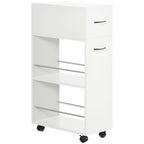 HOMCOM 3- tier Slim Storage Cart, Rolling Narrow Kitchen Cart on Wheels for Small Place, Slide Out Side Utility Cart for Bathroom, Laundry - Grand Goldman Shop