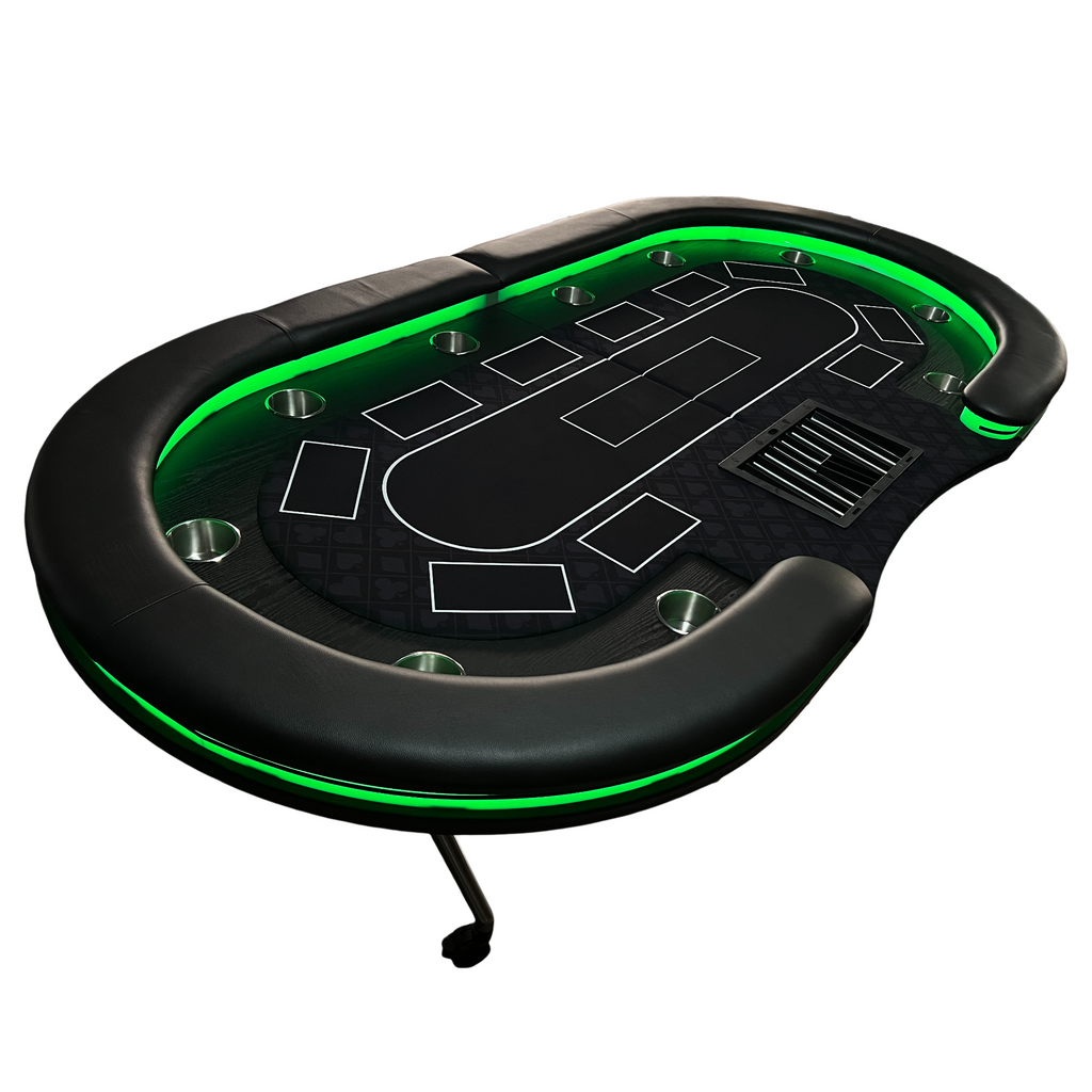 INO Design 94' Fodable Poker Table with Dealer Spot for 10 players, Black - Grand Goldman