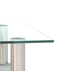1-Piece Modern Tempered Glass Tea Table Coffee Table End Table, Square Table for Living Room, Transparent/White - Grand Goldman Shop