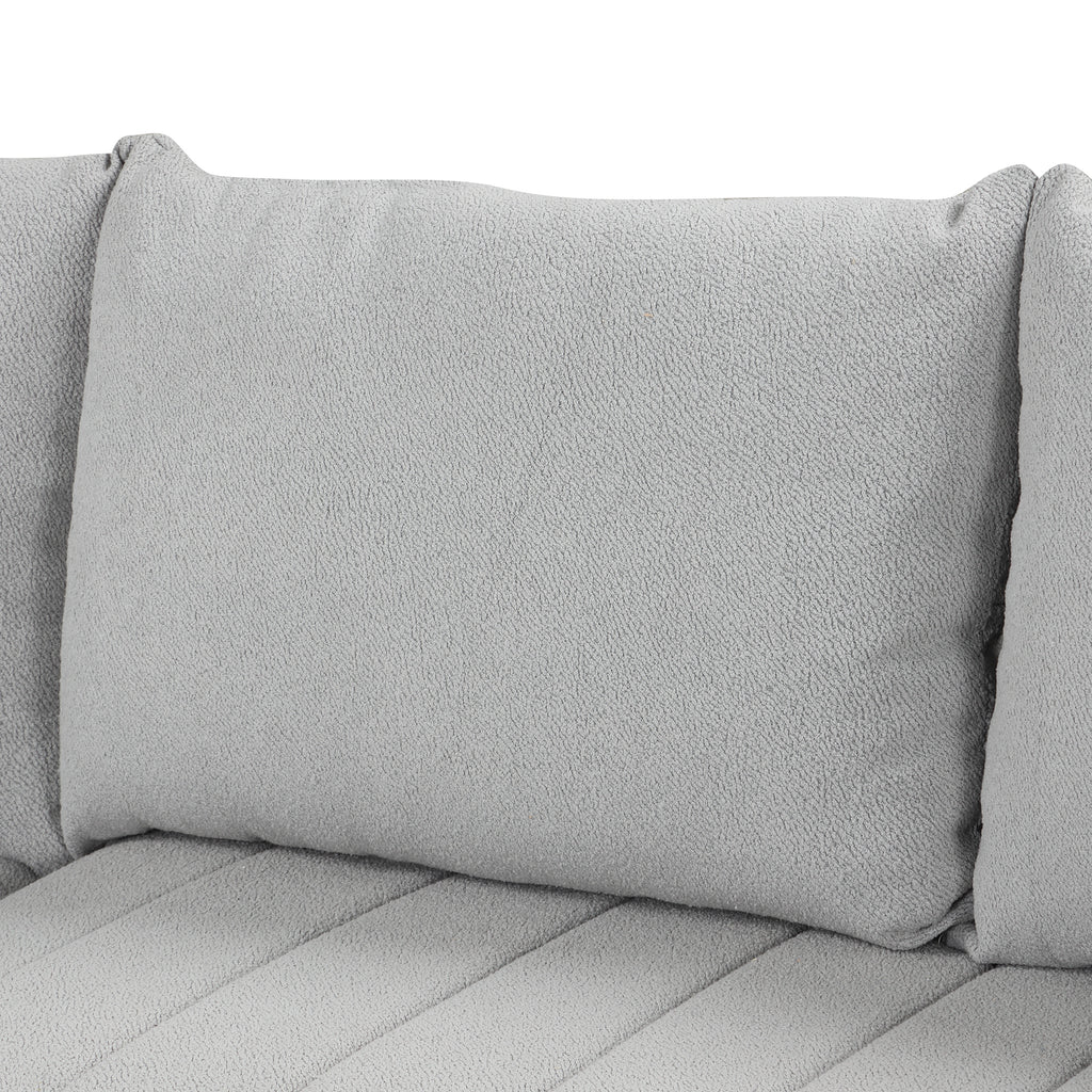 Modern L-shaped Sectional Pull Out Sofa Bed with USB Ports & Storage Ottoman, Gray Jacquard Fabric, 82.6' - Grand Goldman Shop