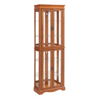 Lighted Glass Curio Display Cabinet,Display Cabinet,Glass Storage Cabinet Glass Wine cabinet Wood Frame Toy Display for Living Room, Kitchen, Pantry light bulb included OAK - Grand Goldman Shop