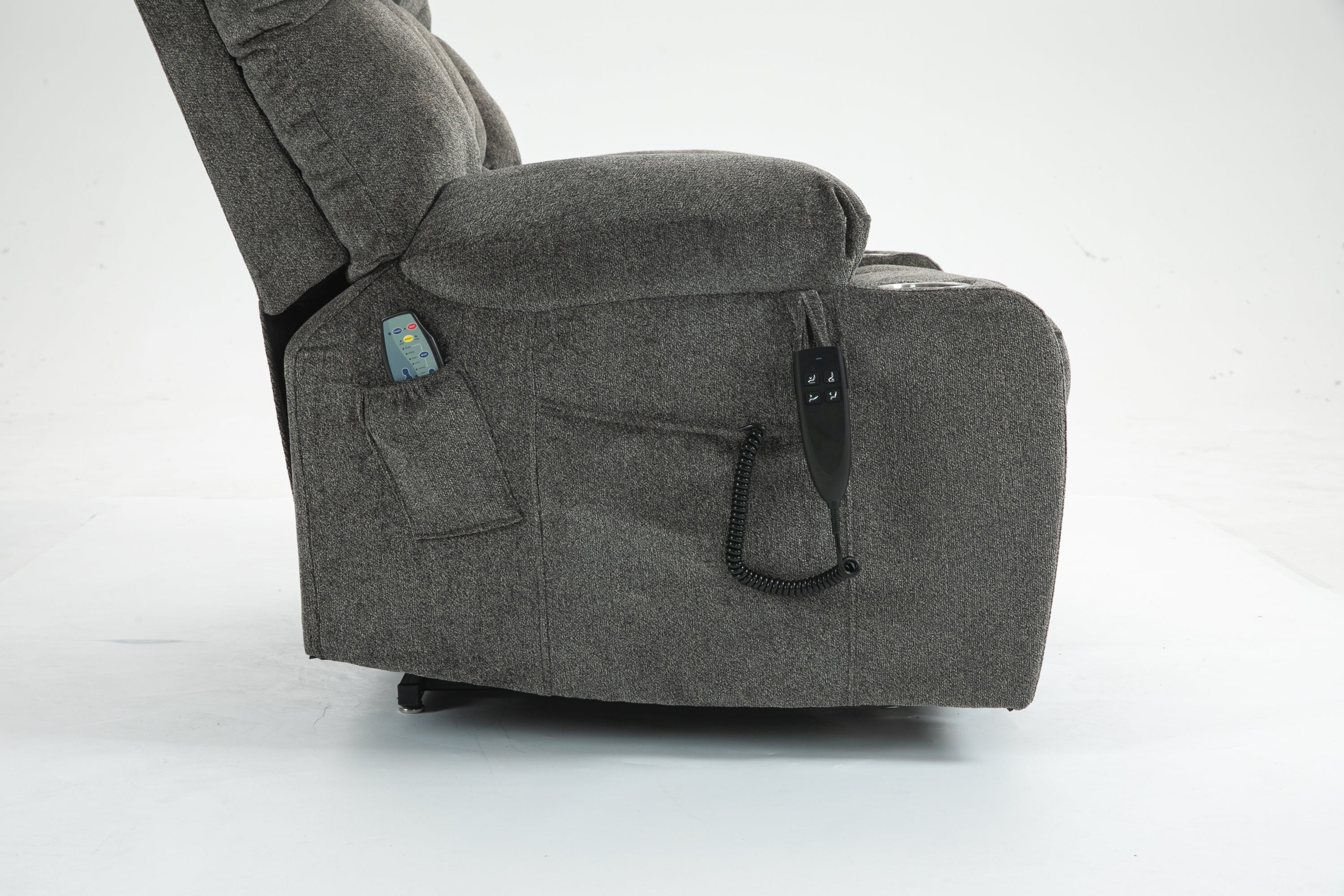Lift Chair for Big and Tall Person with Inconvenient Legs: High Density Foam Lift Sofa with Heat and Massage, 2 Pockets, 2 Cup Holder, 2 Remote, OKIN Motor - Grand Goldman Shop
