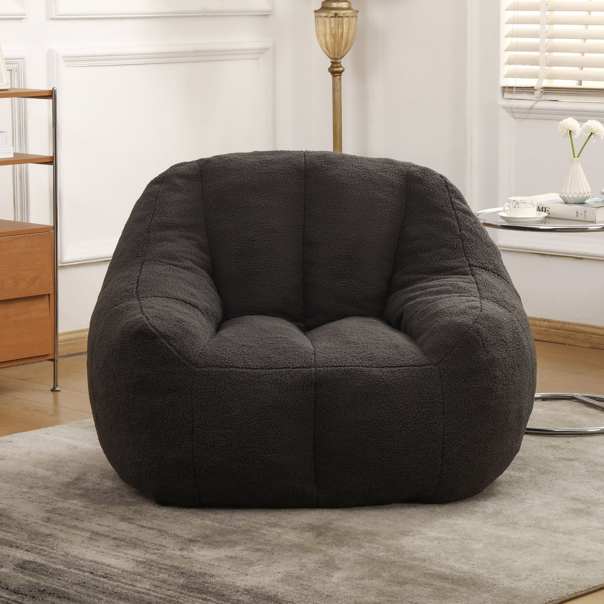 Comfy Bean Bag Chair with Memory Foam Filler – Tufted Soft Stuffed Bean Bag Sofa for Dorm, Apartment, or Living Room – Dark Gray - Grand Goldman Shop