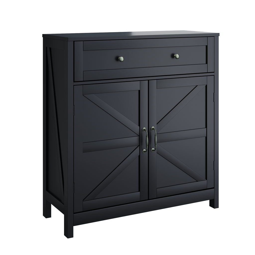 Kitchen Sideboard Buffet Cabinet, Farmhouse Storage Cabinet With Drawer And Adjustable Shelf, Barn Door Accent Cabinet For Kitchen, Dining Room, Entryway,Black - Grand Goldman Shop