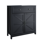 Kitchen Sideboard Buffet Cabinet, Farmhouse Storage Cabinet With Drawer And Adjustable Shelf, Barn Door Accent Cabinet For Kitchen, Dining Room, Entryway,Black - Grand Goldman Shop