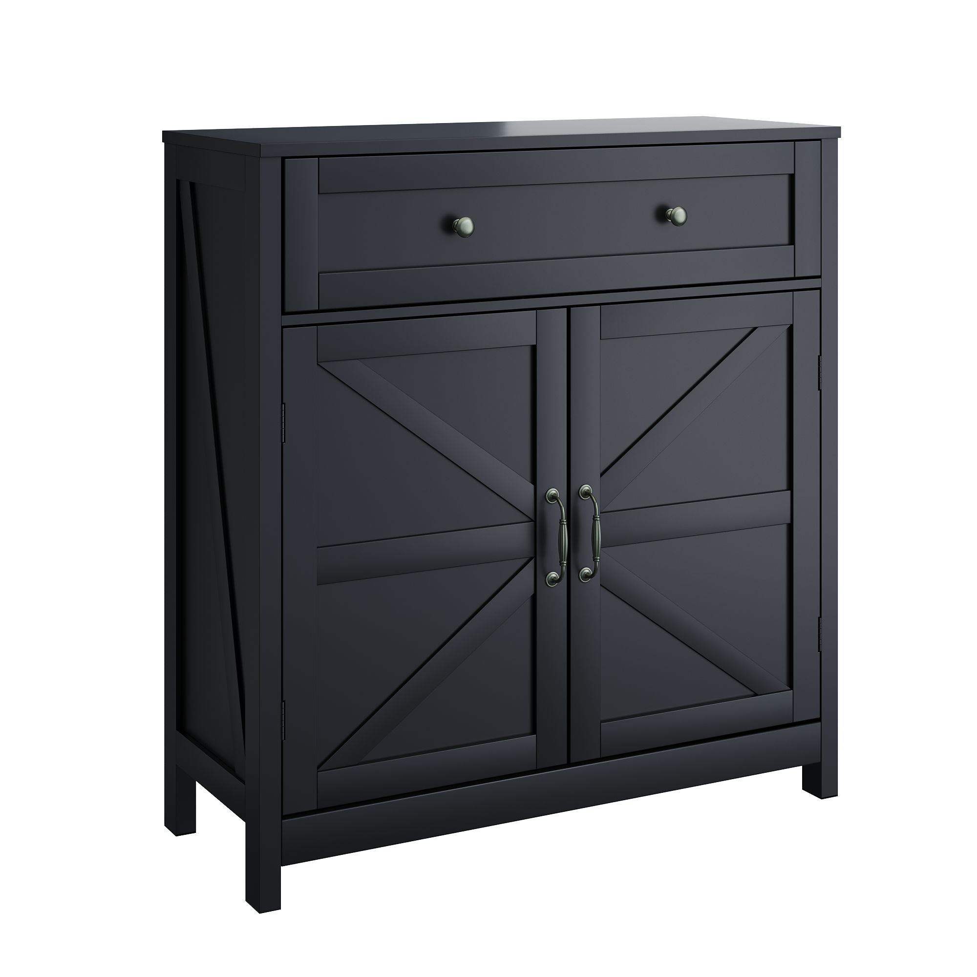 Kitchen Sideboard Buffet Cabinet, Farmhouse Storage Cabinet With Drawer And Adjustable Shelf, Barn Door Accent Cabinet For Kitchen, Dining Room, Entryway,Black - Grand Goldman Shop
