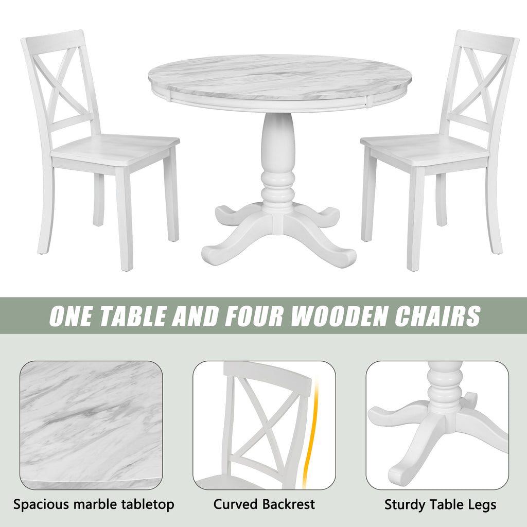 Orisfur. 5 Pieces Dining Table and Chairs Set for 4 Persons, Kitchen Room Solid Wood Table with 4 Chairs - Grand Goldman Shop